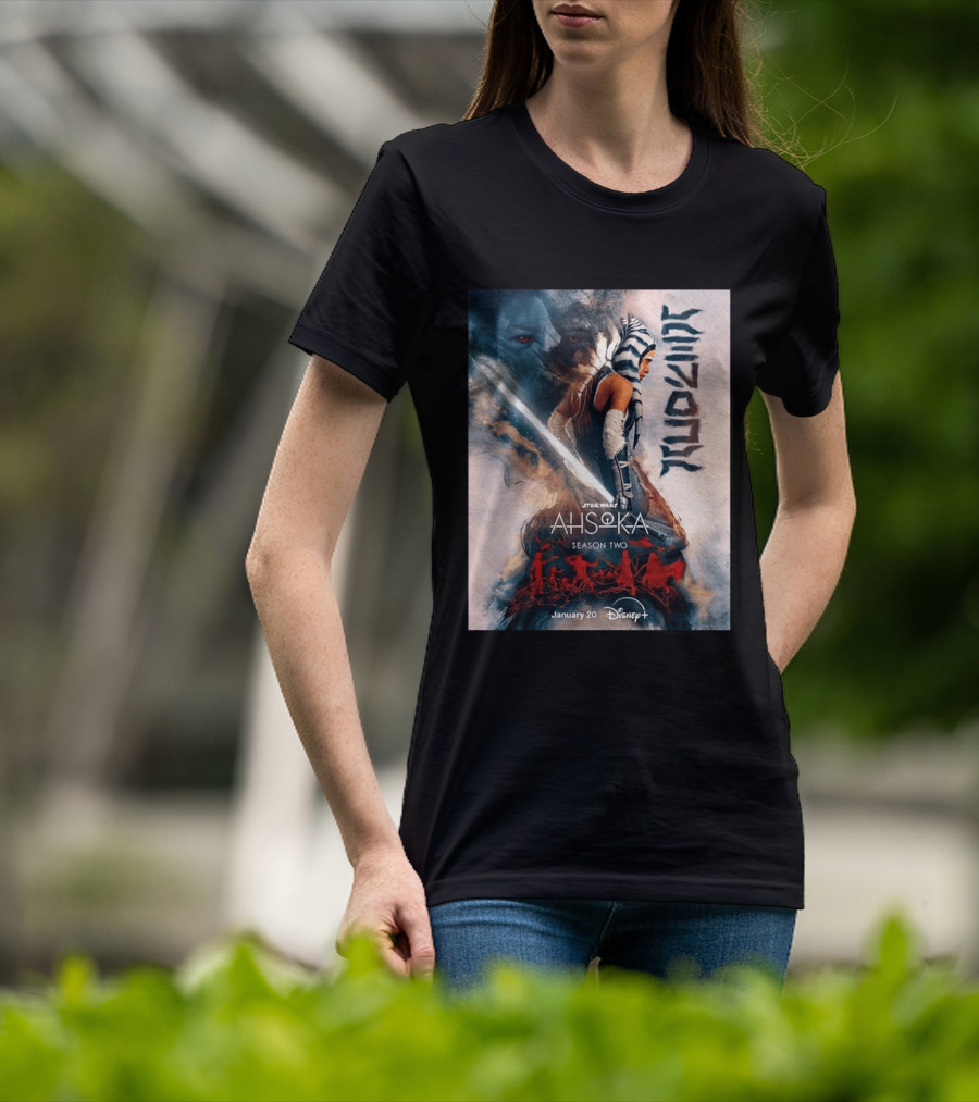 Star Wars Ahsoka Season 2 Premiering January 20 Disney Plus Featuring Lightsaber And Characters T-Shirt