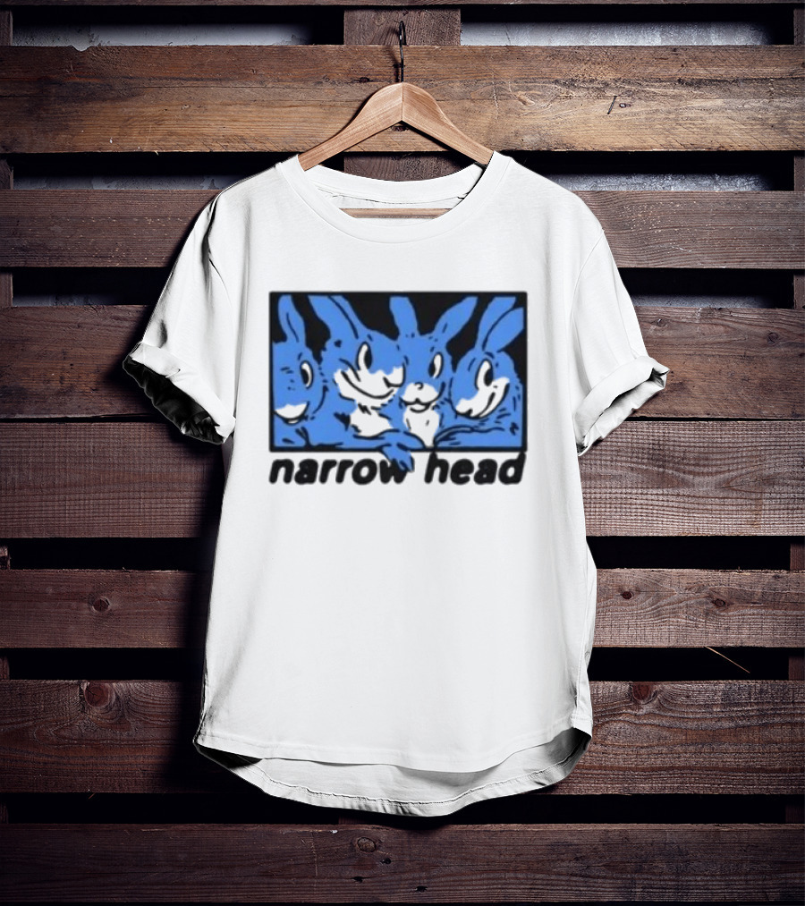 Narrow Head Four Rabbits Blue Black White T-Shirt
