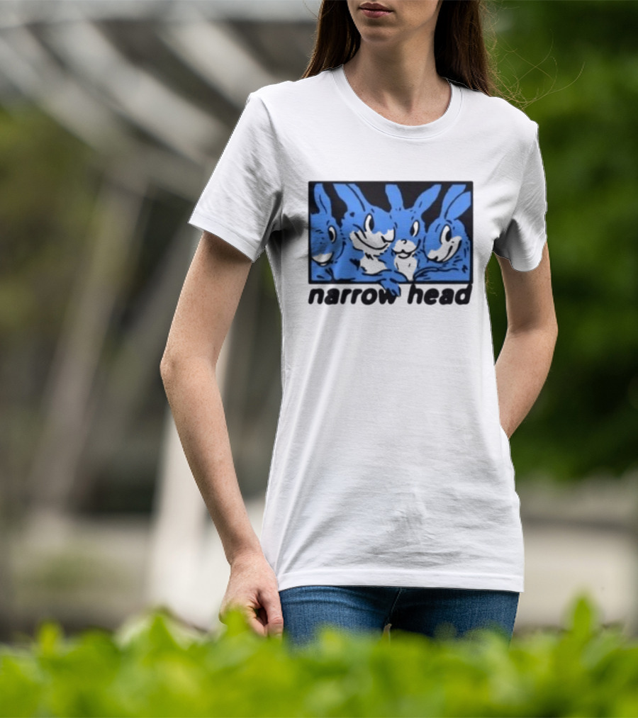 Narrow Head Four Rabbits Blue Black White T-Shirt