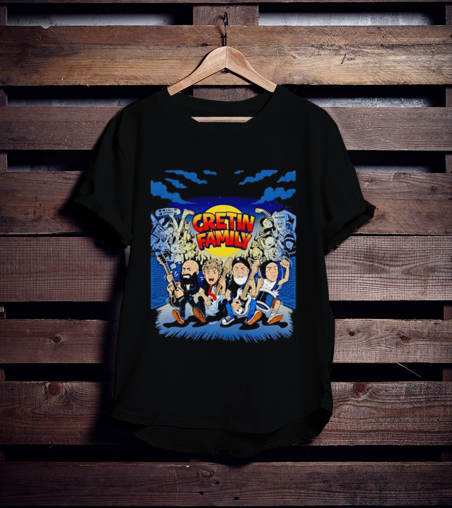 Cretin Family Ramones Cartoon Band Punk Rock Skull T-Shirt