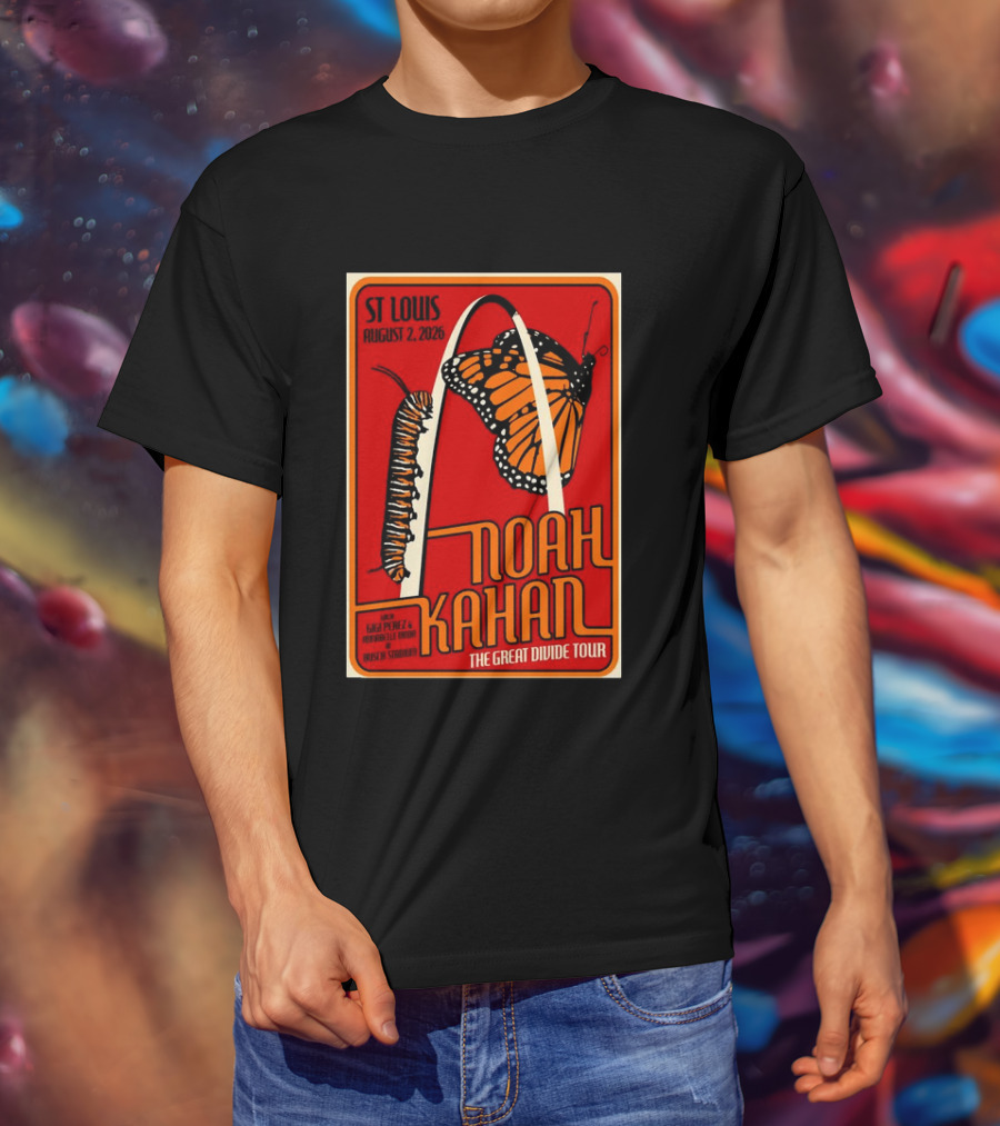Noah Kahan August 2 2026 St Louis The Great Divide Tour Monarch Arch T-Shirt