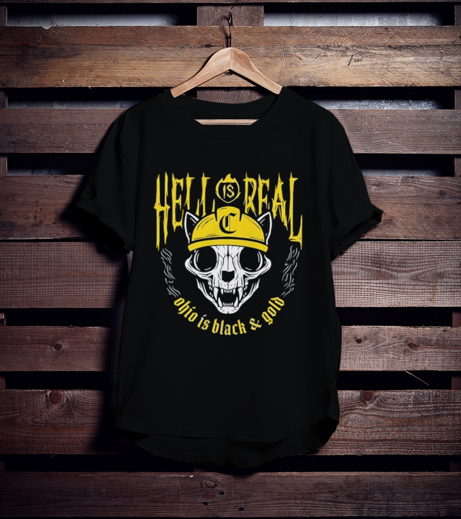 Hell Is Real Ohio Is Black And Gold Skull C Hat T-Shirt