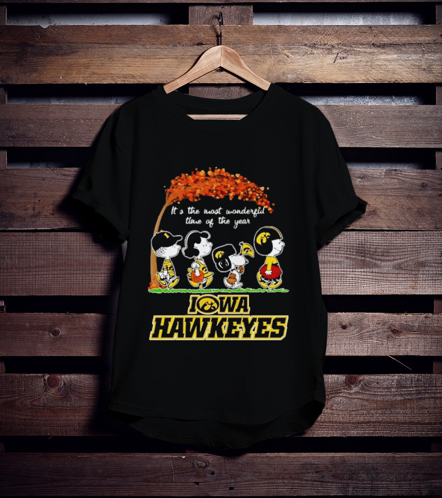 Iowa Hawkeyes Peanuts Characters It's The Most Wonderful Time Of The Year T-Shirt