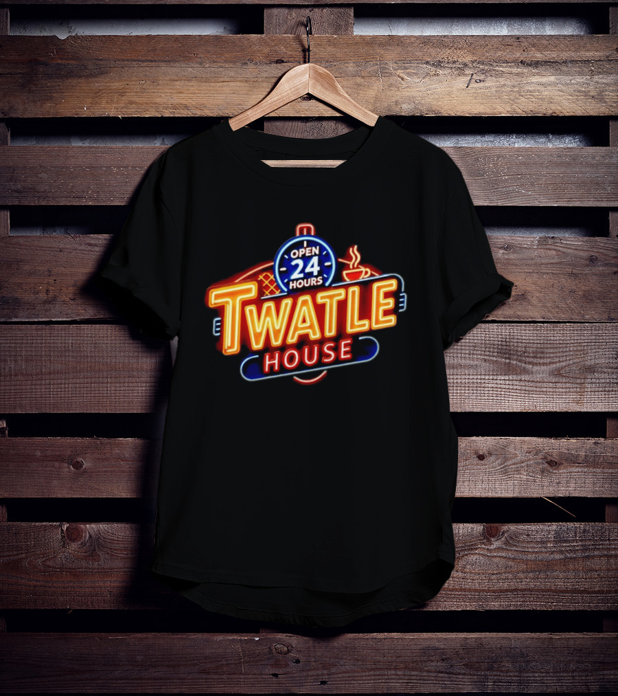 Twatle House Open 24 Hours Neon Sign Restaurant Decor Coffee Cup T-Shirt