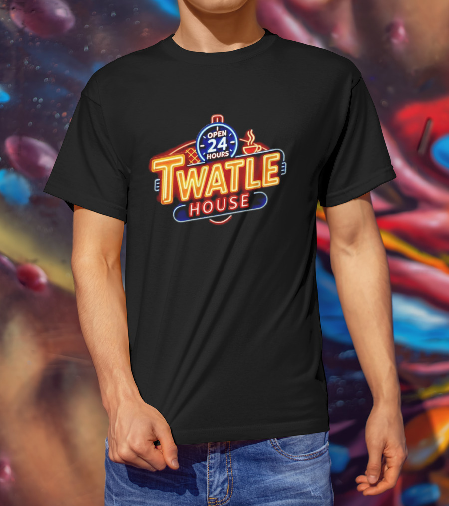Twatle House Open 24 Hours Neon Sign Restaurant Decor Coffee Cup T-Shirt