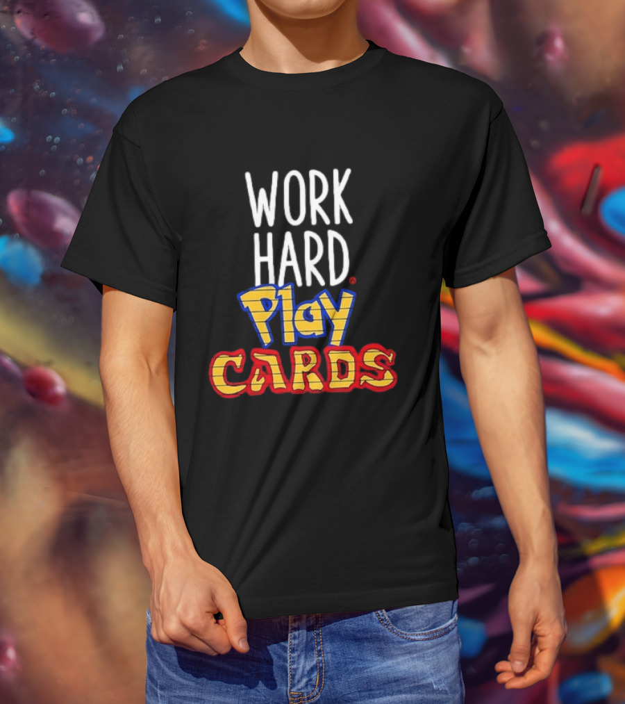 Work Hard Play Cards Retro Style Card Games Fun T-Shirt