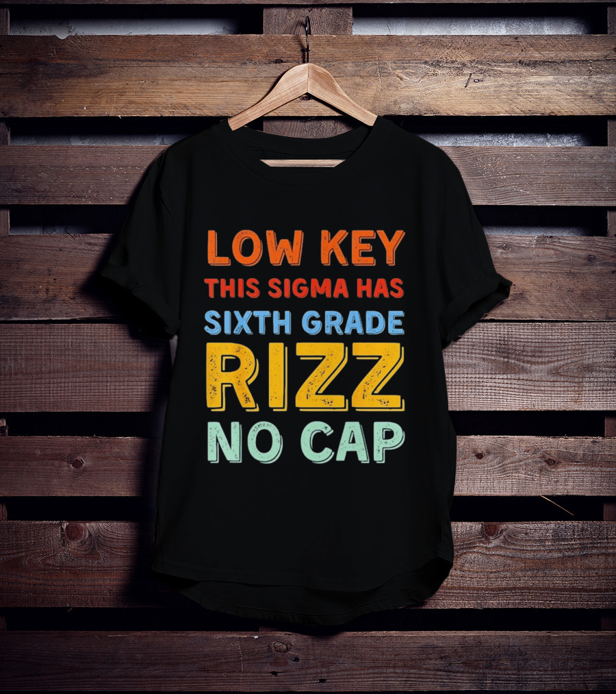 Low Key This Sigma Has Sixth Grade Rizz No Cap T-Shirt