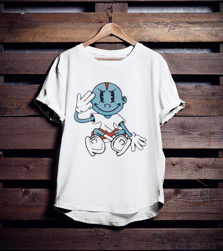 Lil Darkie Brahman Sits Blue Cartoon Figure With Red Shorts And Gloves T-Shirt