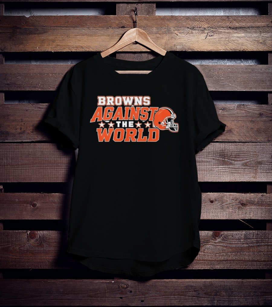 Browns Against The World Football Helmet Stars T-Shirt