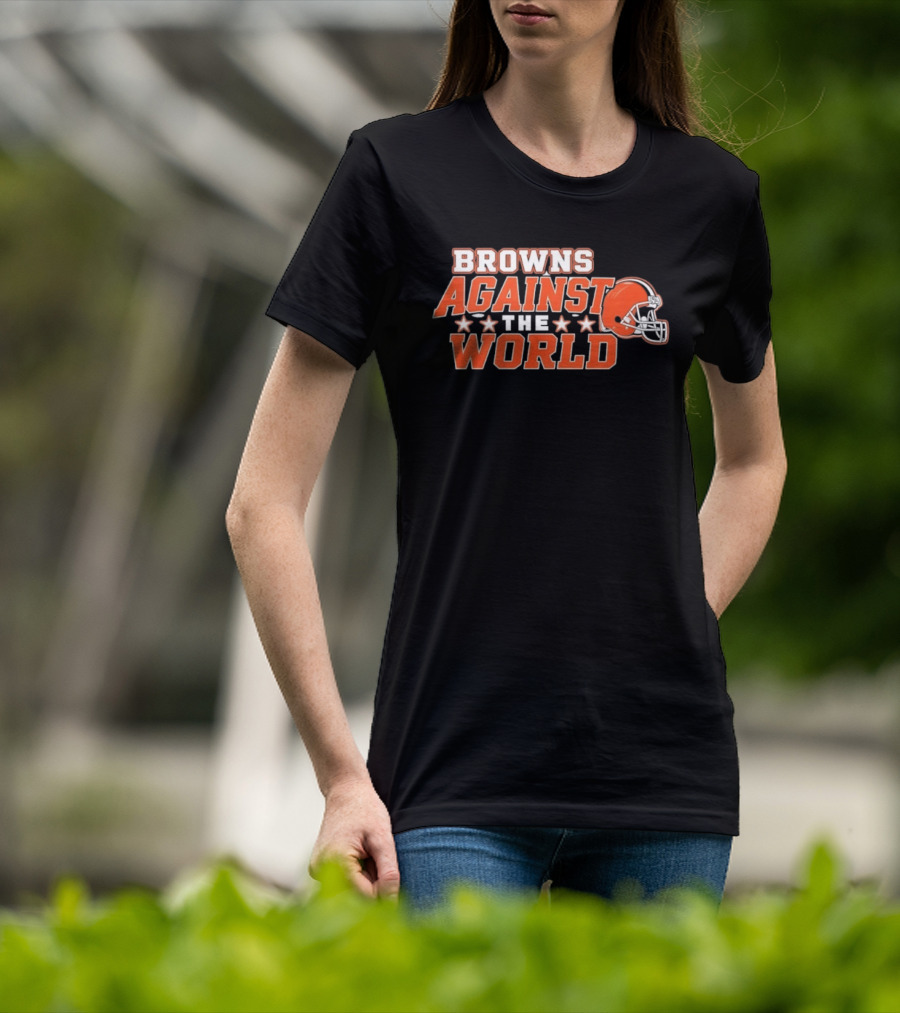 Browns Against The World Football Helmet Stars T-Shirt