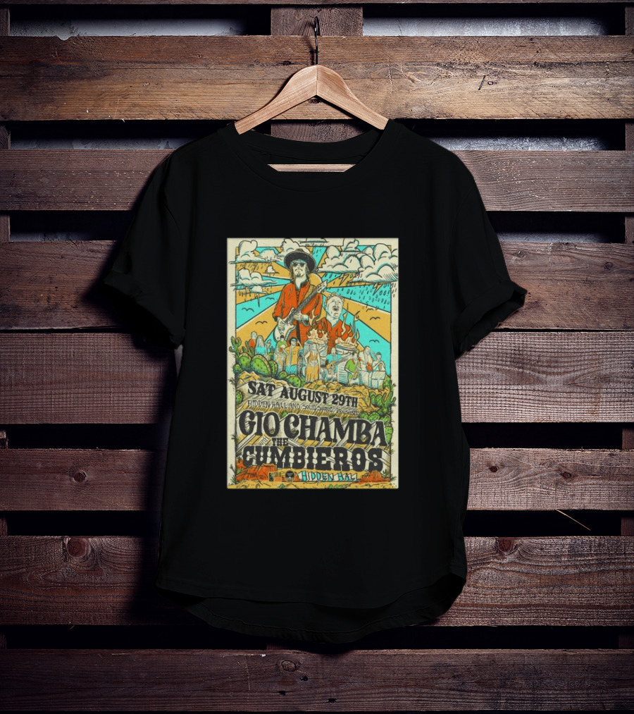 Gio Chamba The Cumbieros Live At Hidden Hall August 29th 2026 Concert T-Shirt