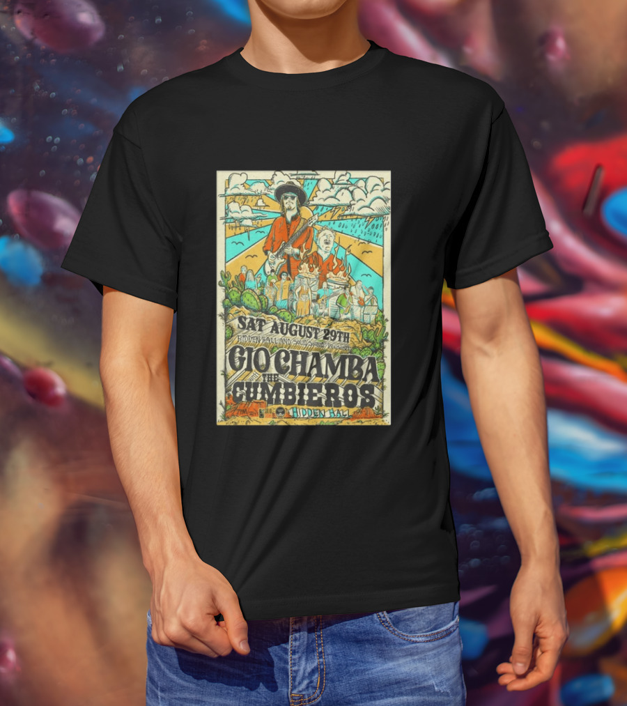 Gio Chamba The Cumbieros Live At Hidden Hall August 29th 2026 Concert T-Shirt