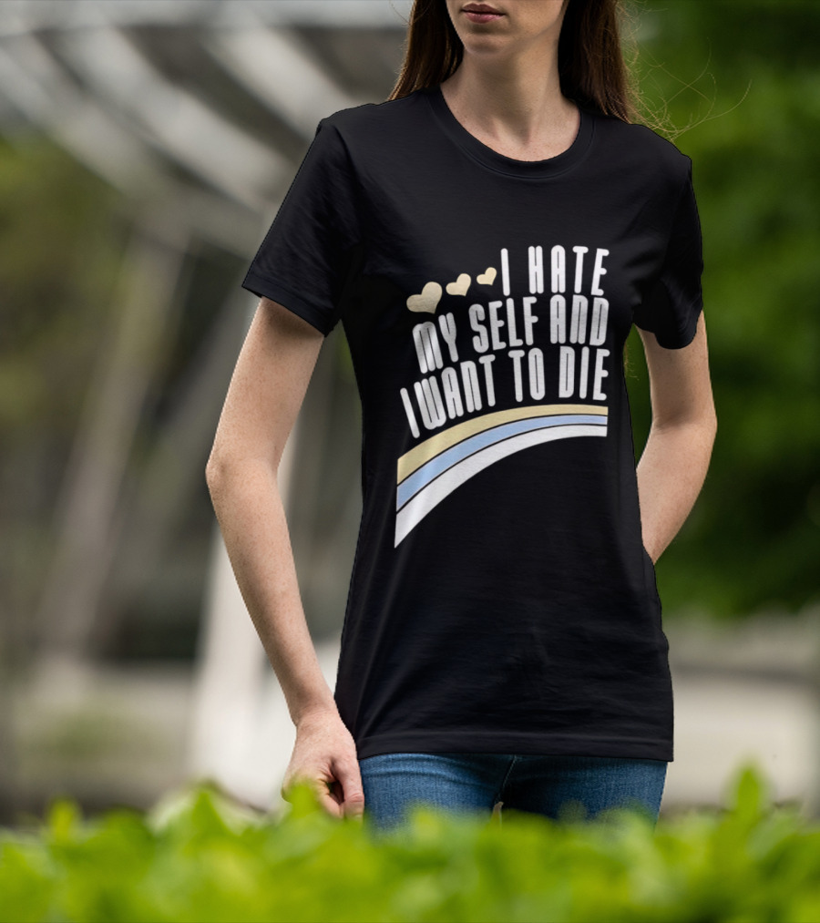I Hate Myself And I Want To Die Nirvana Hearts Rainbow T-Shirt