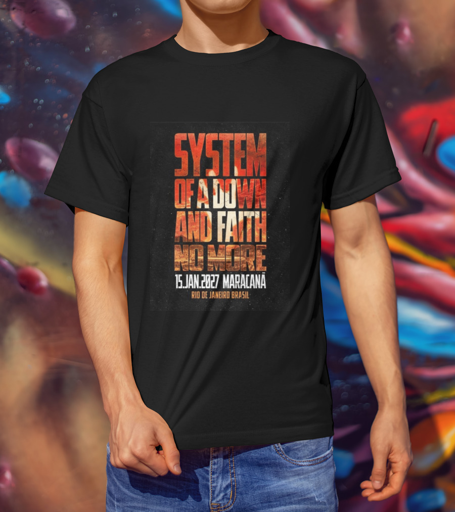 System Of A Down And Faith No More 15 Jan 2027 Maracanã Rio De Janeiro Brasil T-Shirt