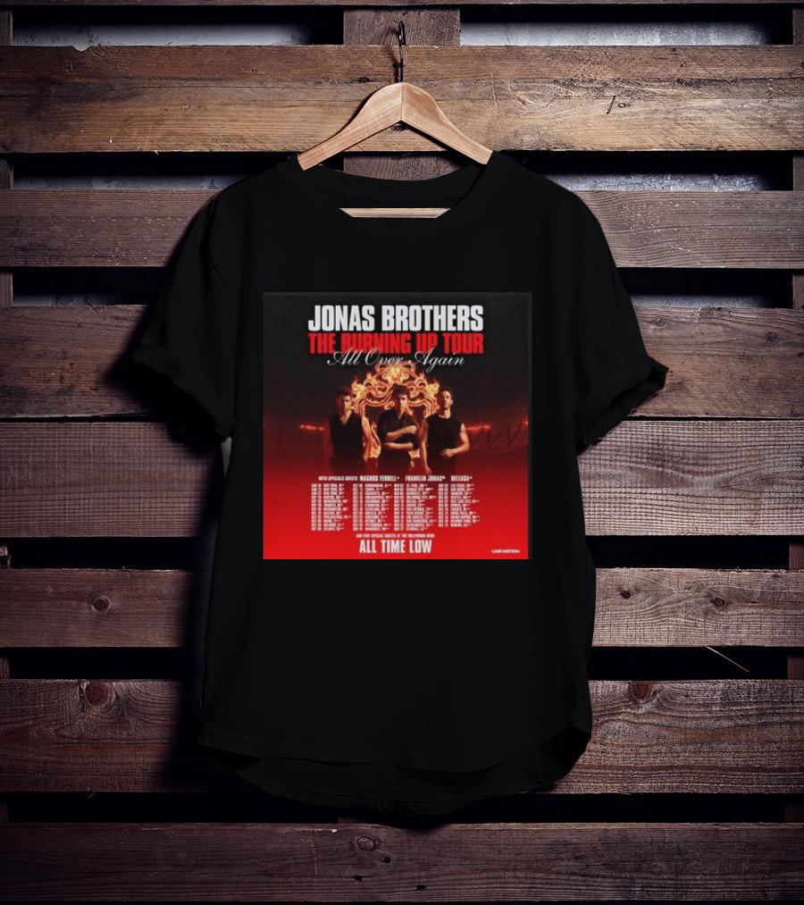 Jonas Brothers The Burning Up Tour All Over Again Featuring All Time Low And Support Acts T-Shirt