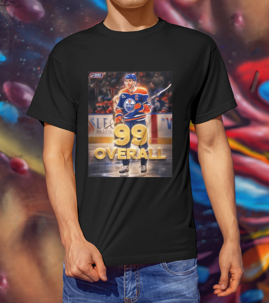 McDavid Oilers 99 Overall Daily Faceoff NHL Captain Hockey T-Shirt