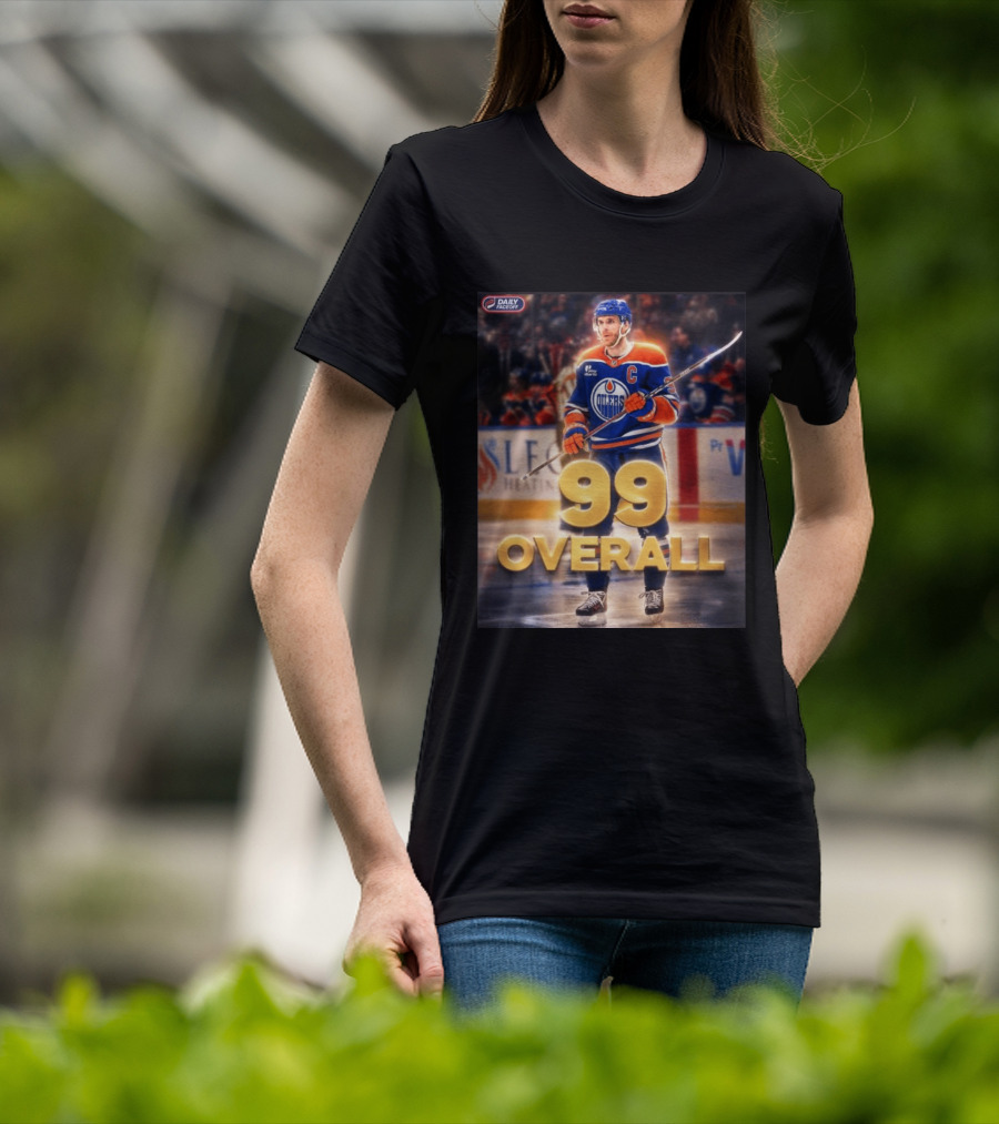 McDavid Oilers 99 Overall Daily Faceoff NHL Captain Hockey T-Shirt