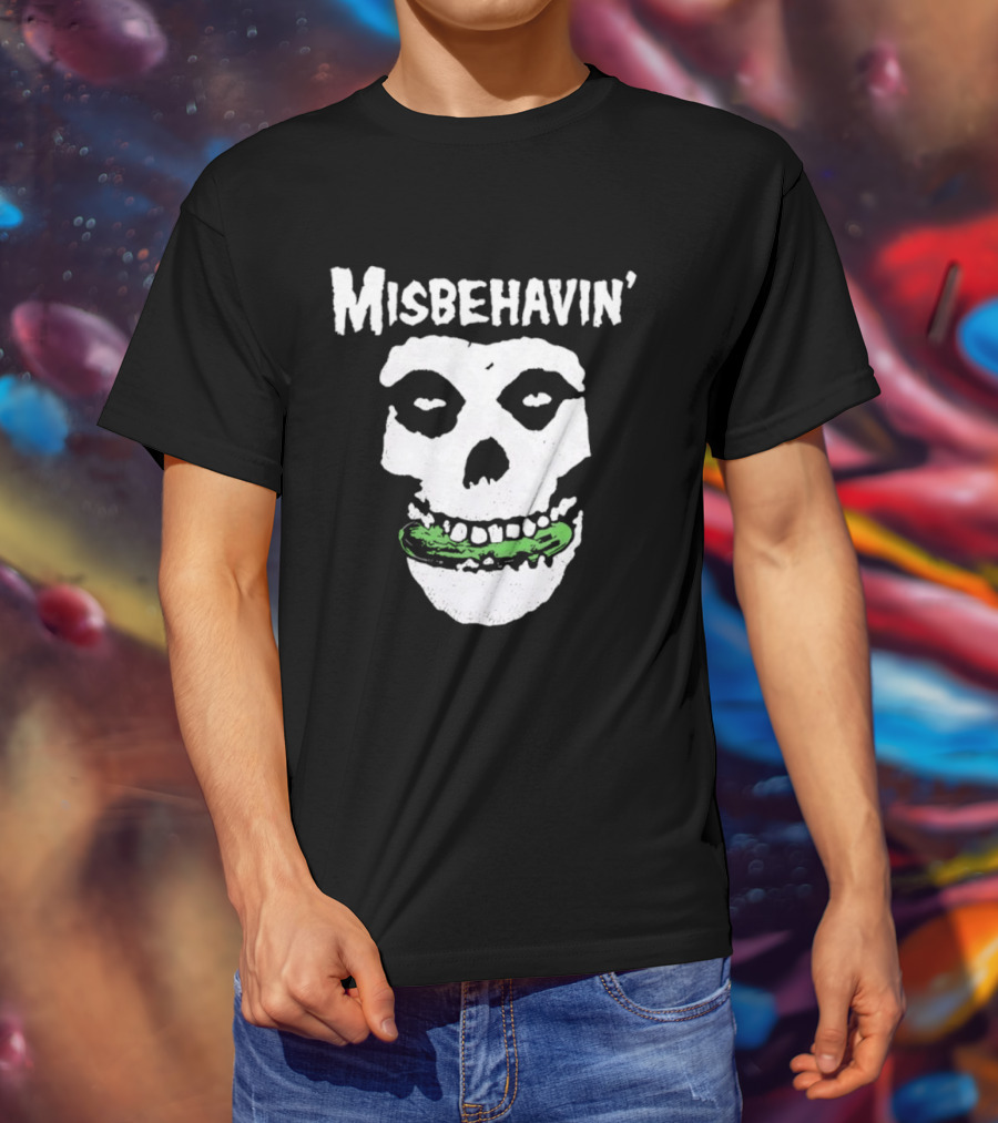 Misbehavin' Pickle Skull Misfits Punk Rock T-Shirt