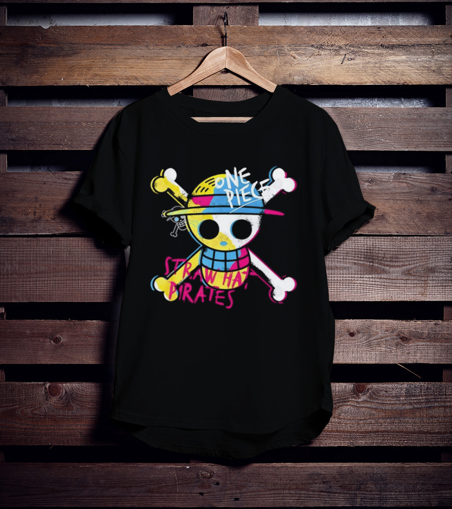 One Piece Straw Hat Pirates Skull Colorful Anime Manga T-Shirt
