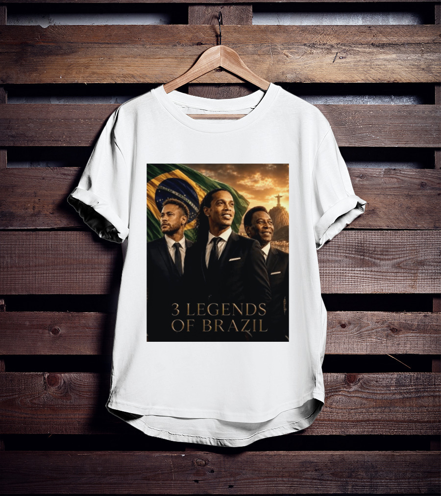 3 Legends Of Brazil Pelé Ronaldinho Neymar Brazilian Heritage T-Shirt