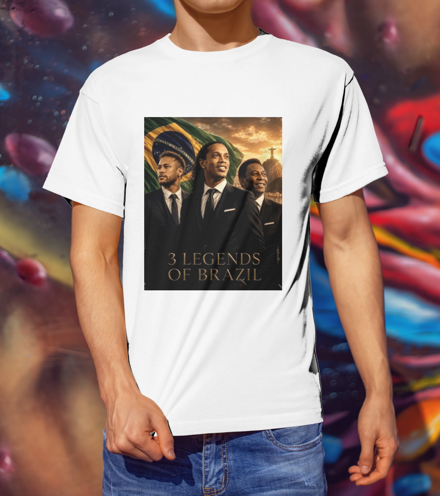 3 Legends Of Brazil Pelé Ronaldinho Neymar Brazilian Heritage T-Shirt