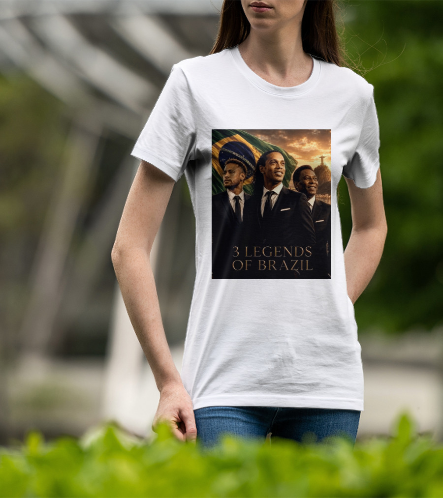 3 Legends Of Brazil Pelé Ronaldinho Neymar Brazilian Heritage T-Shirt