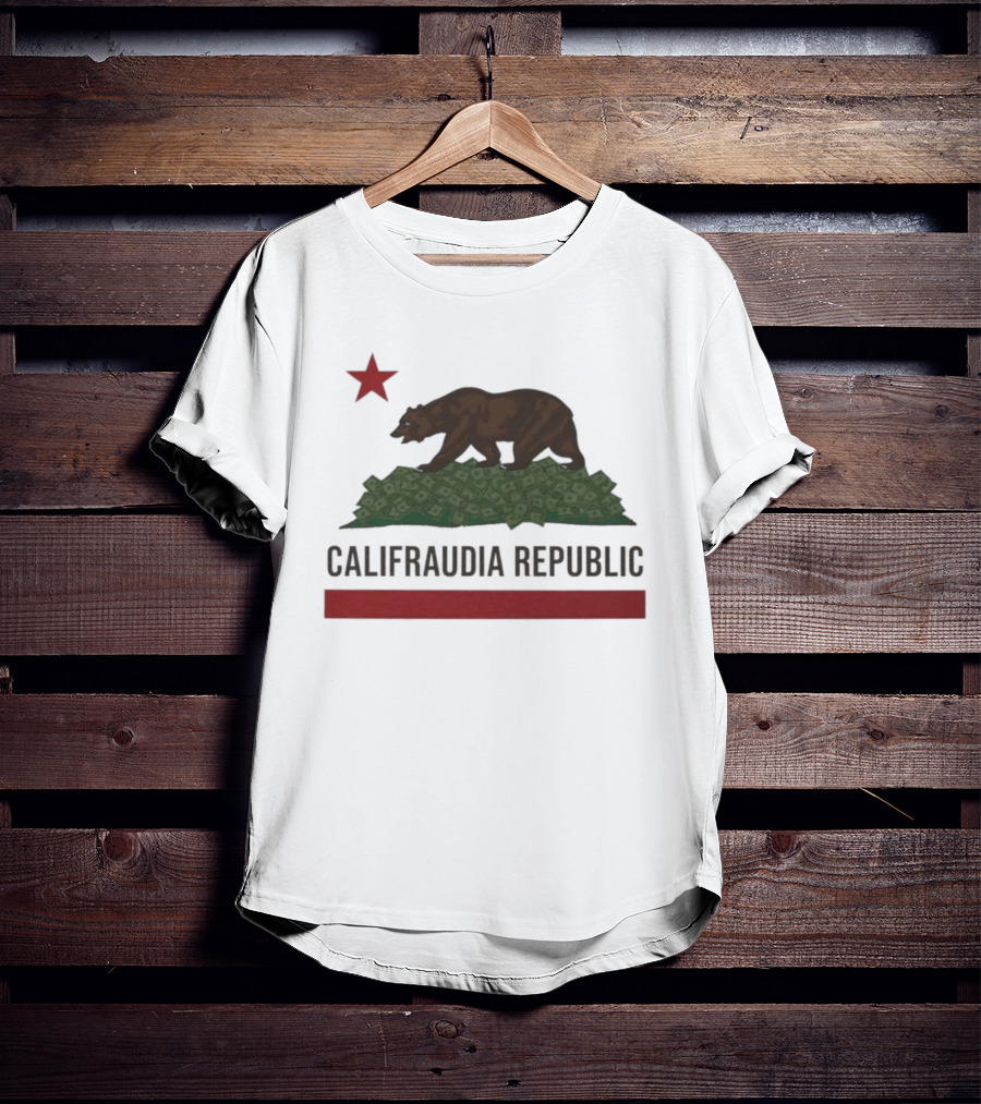 Califraudia Republic Bear Flag With Red Star T-Shirt