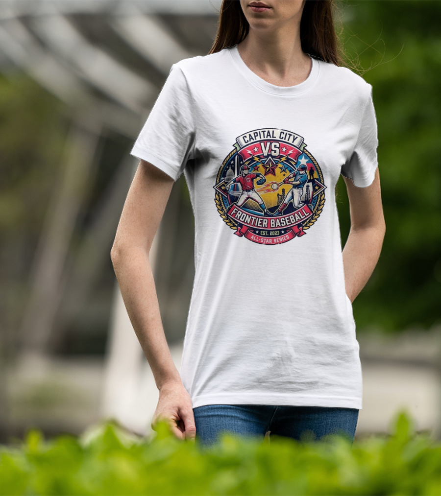 Capital City Vs Frontier Baseball All Star Series 2023 Vintage Emblem With Capitol And Frontier Iconography T-Shirt