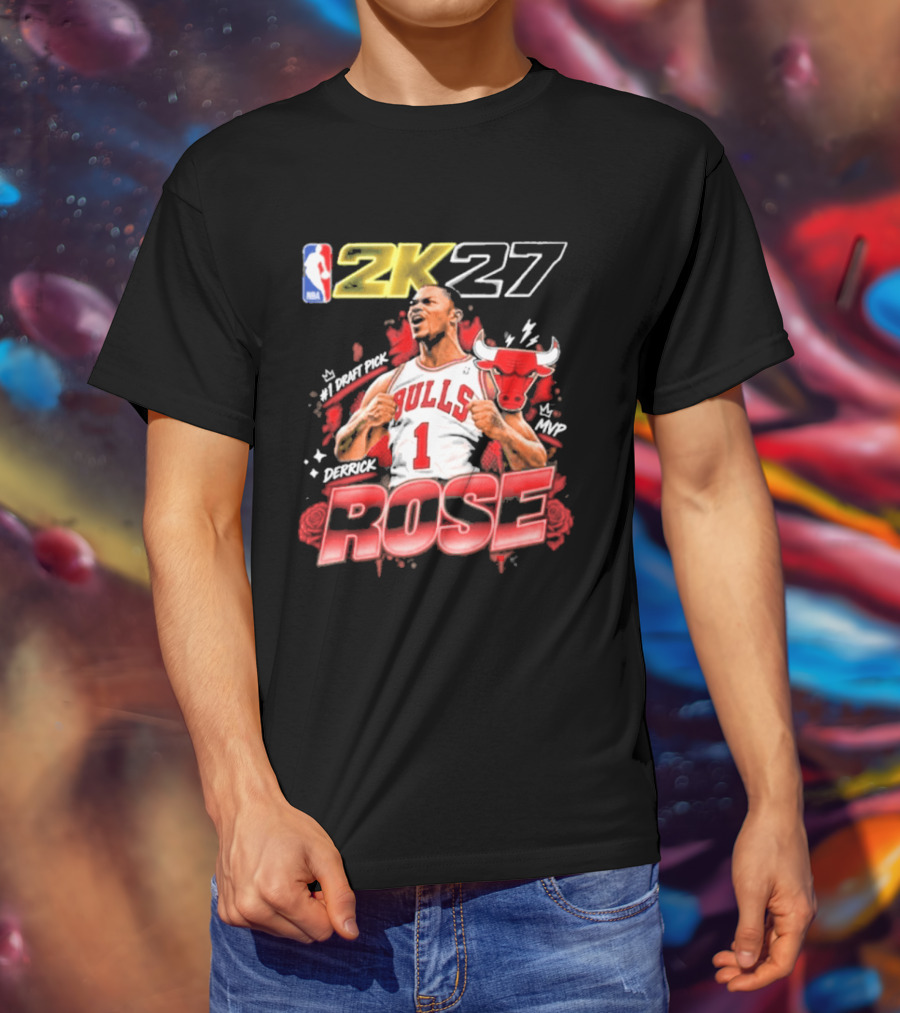 NBA 2K27 MVP Derrick Rose Bulls #1 Highlight T-Shirt