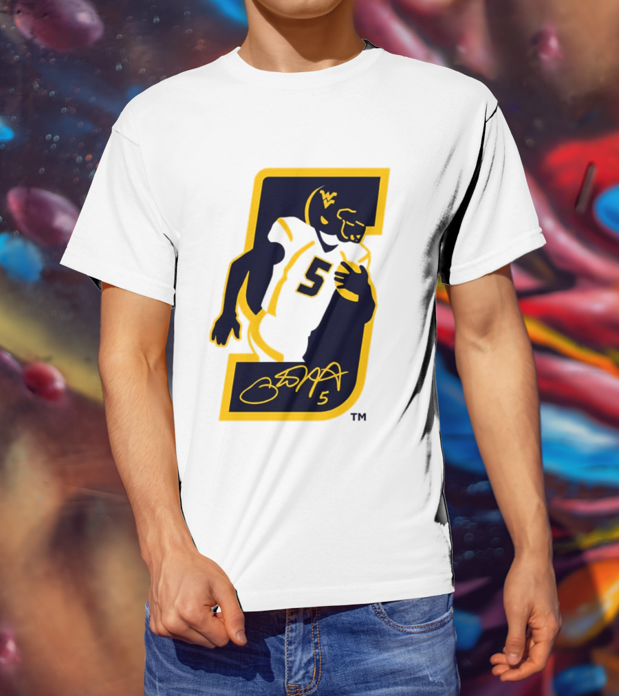 WVU Number 5 Pat White Signature Retirement T-Shirt