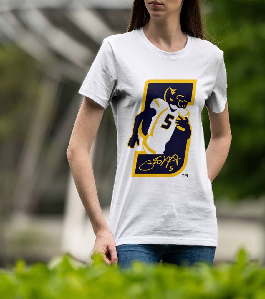 WVU Number 5 Pat White Signature Retirement T-Shirt