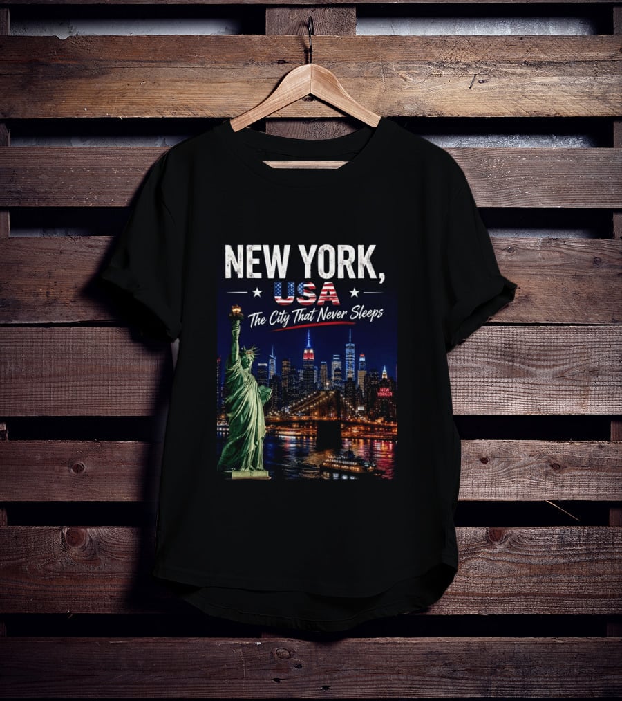 New York USA The City That Never Sleeps Statue Of Liberty Skyline T-Shirt