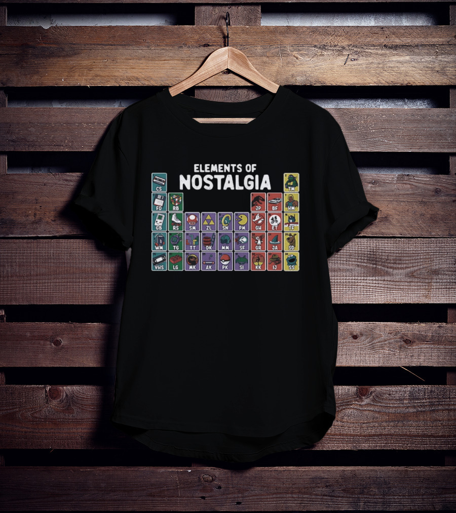Elements Of Nostalgia 80s 90s Pop Culture Cassette Tape Gaming Toy VHS T-Shirt