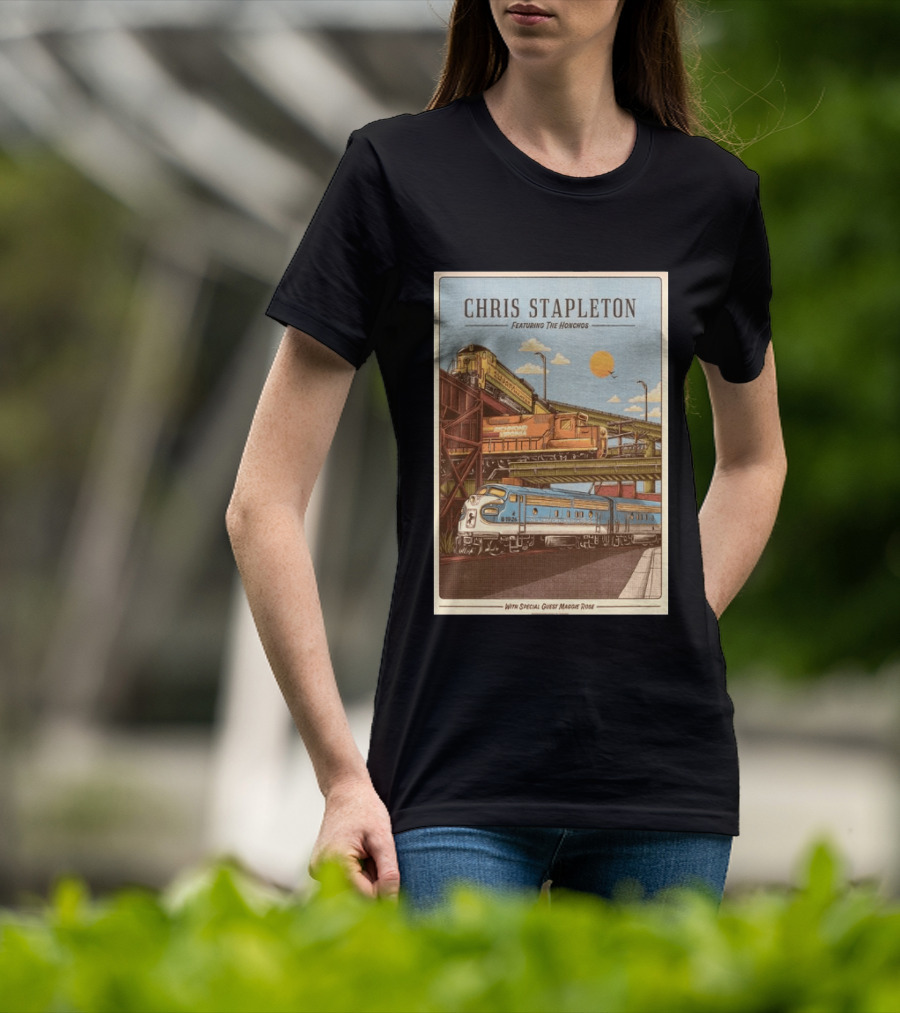 Chris Stapleton Featuring The Honchos Special Guest Maggie Rose Aug 19 2026 Allianz Amphitheater Riverfront Richmond Virginia Vintage Trains Scene T-Shirt