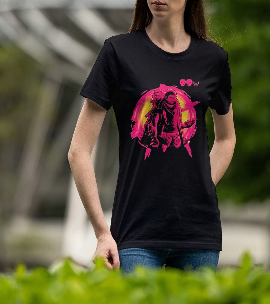 Post Apocalyptic Survivor Cat Companion Heart Boxers Pink Skull T-Shirt