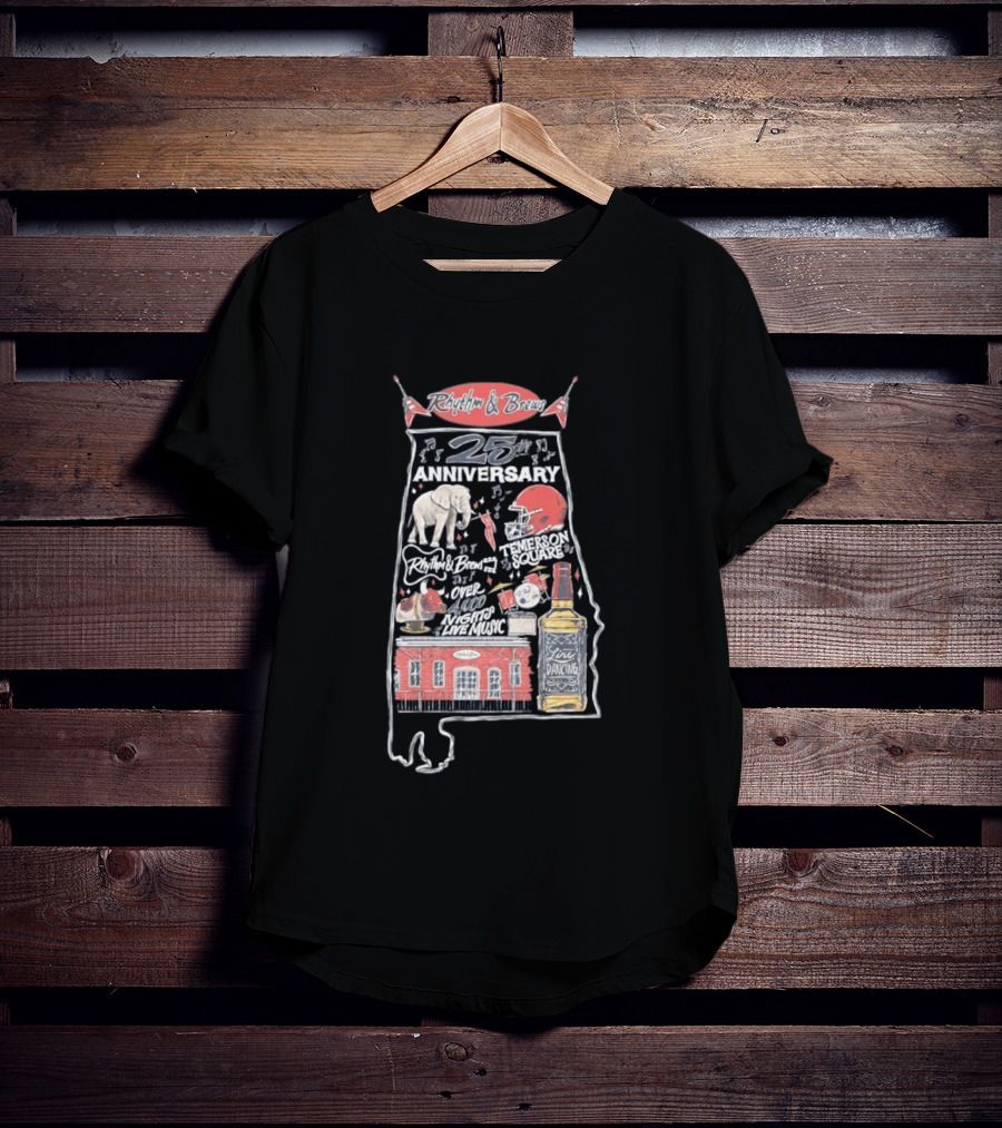Rhythm & Brews 25th Anniversary Temerson Square Live Music Celebration Over 1000 Nights T-Shirt