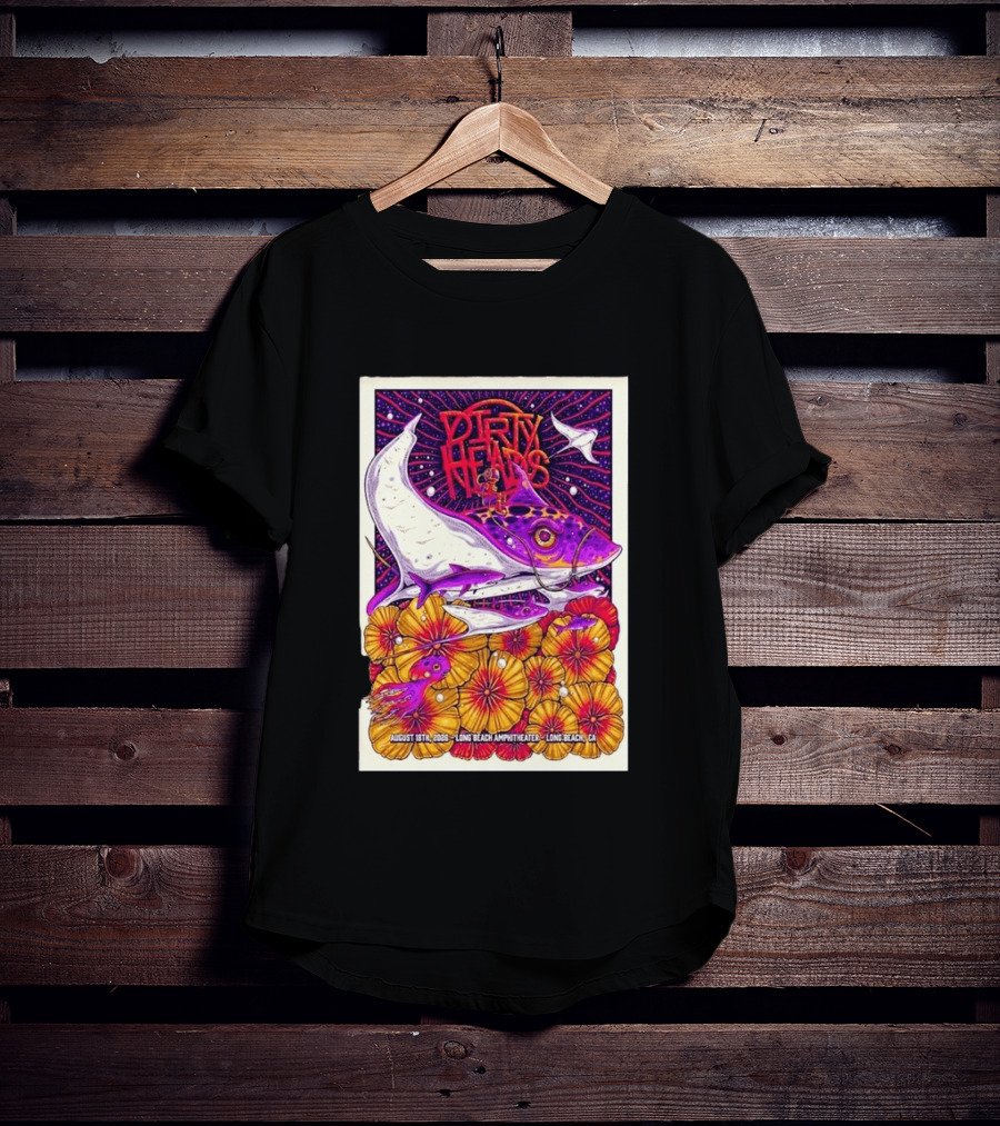 Dirty Heads Long Beach Amphitheater August 18 2026 Vibrant Stingray And Flowers T-Shirt