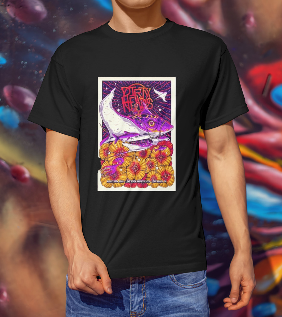 Dirty Heads Long Beach Amphitheater August 18 2026 Vibrant Stingray And Flowers T-Shirt