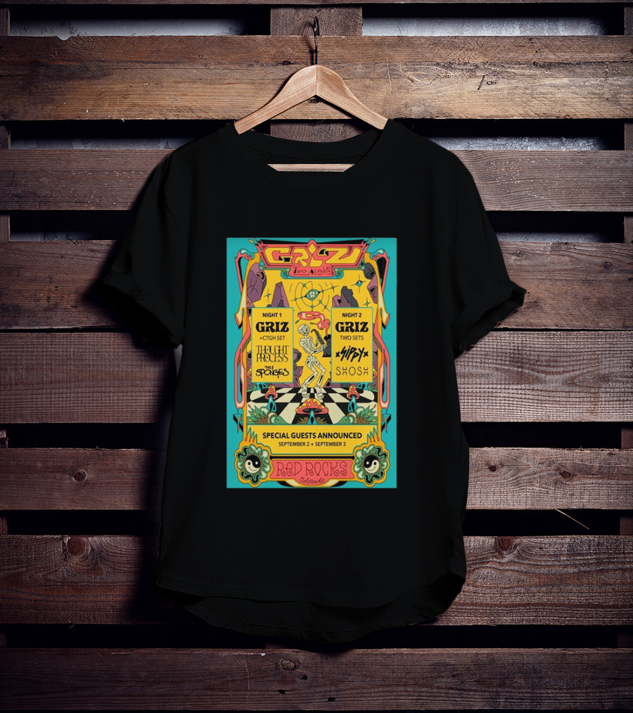 GRiZ Two Nights Red Rocks Amphitheatre Morrison CO Sep 2 3 2026 Special Guests The Sponges Muzzy Shosh T-Shirt