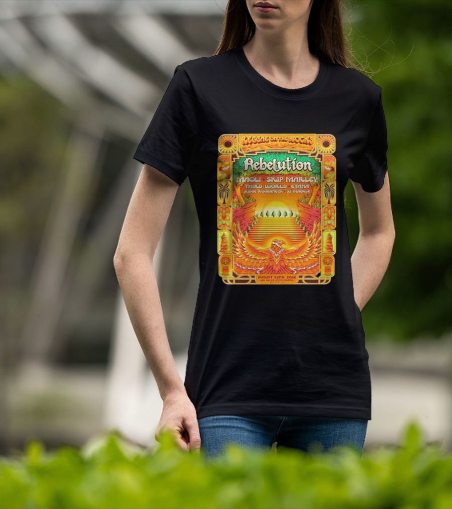 Rebelution Reggae On The Rocks 2026 Maoli Skip Marley Third World Etana August 22nd T-Shirt