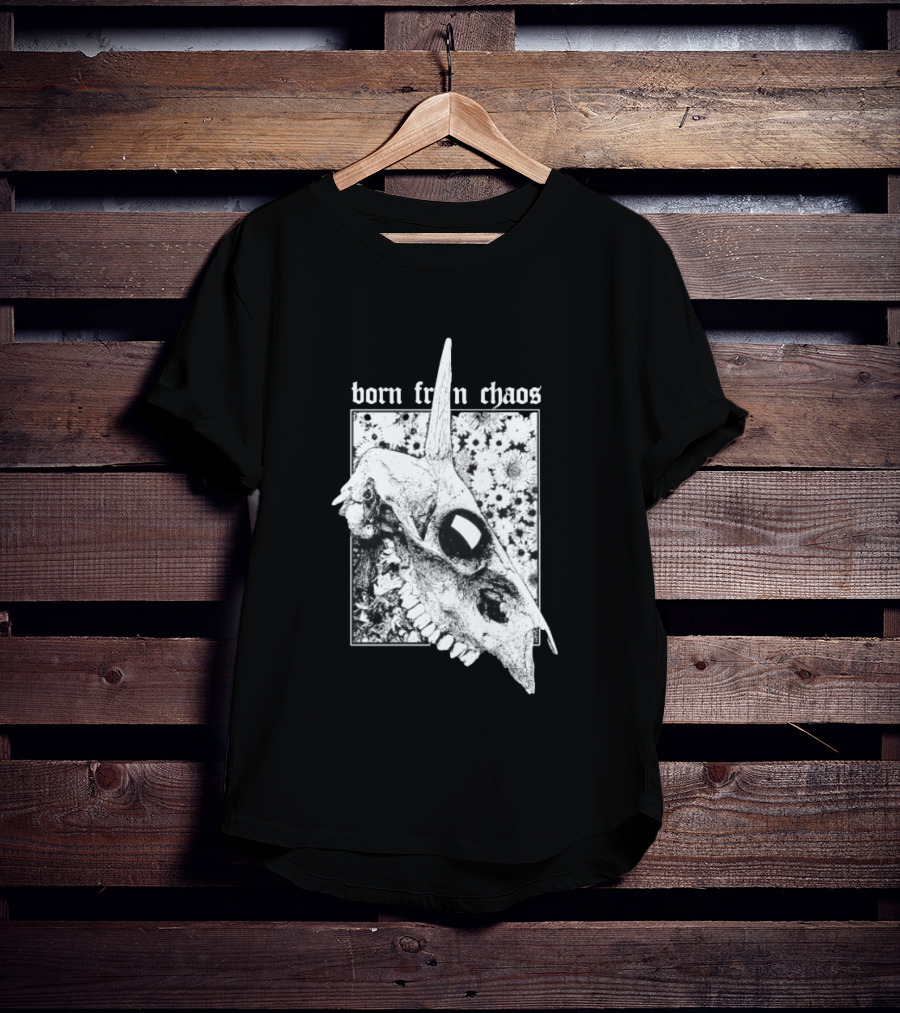 Born From Chaos Animal Skull Floral Gothic Aesthetic T-Shirt