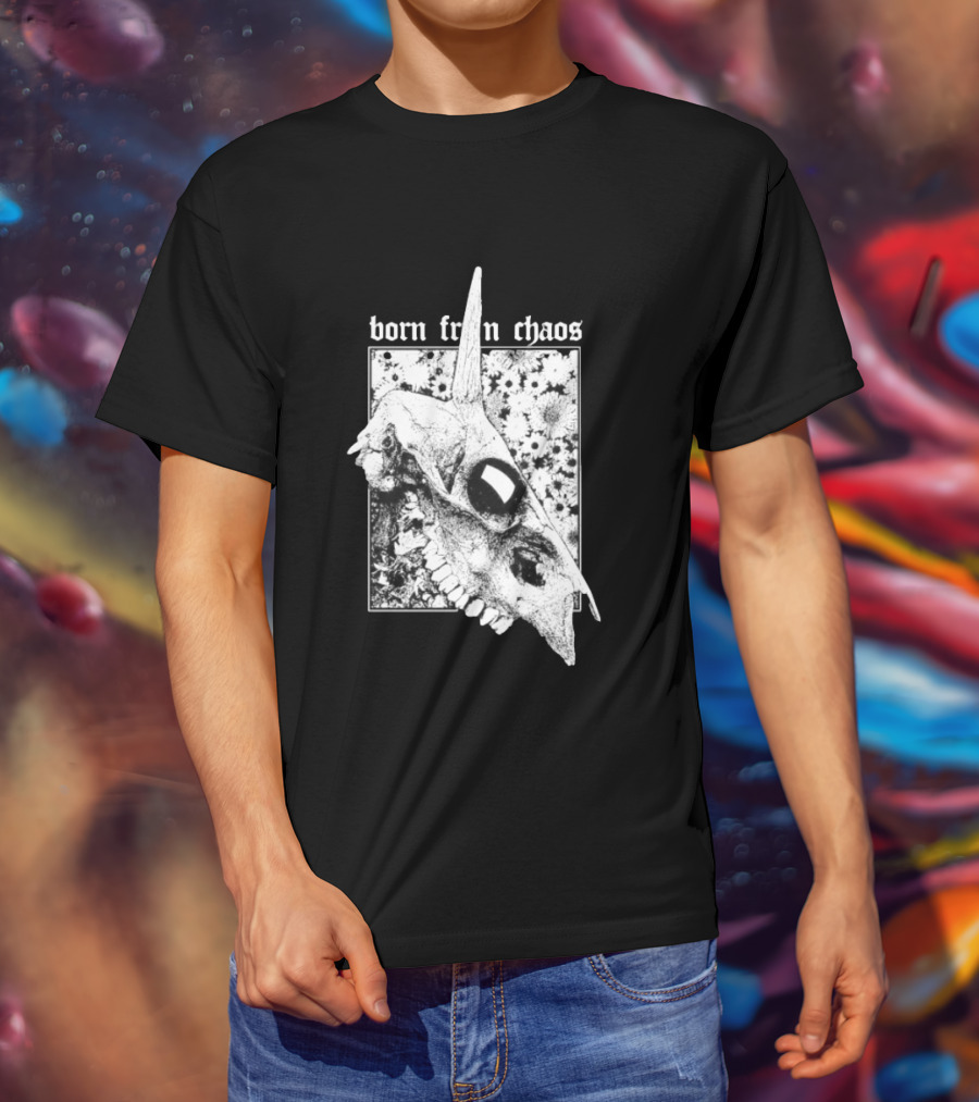 Born From Chaos Animal Skull Floral Gothic Aesthetic T-Shirt