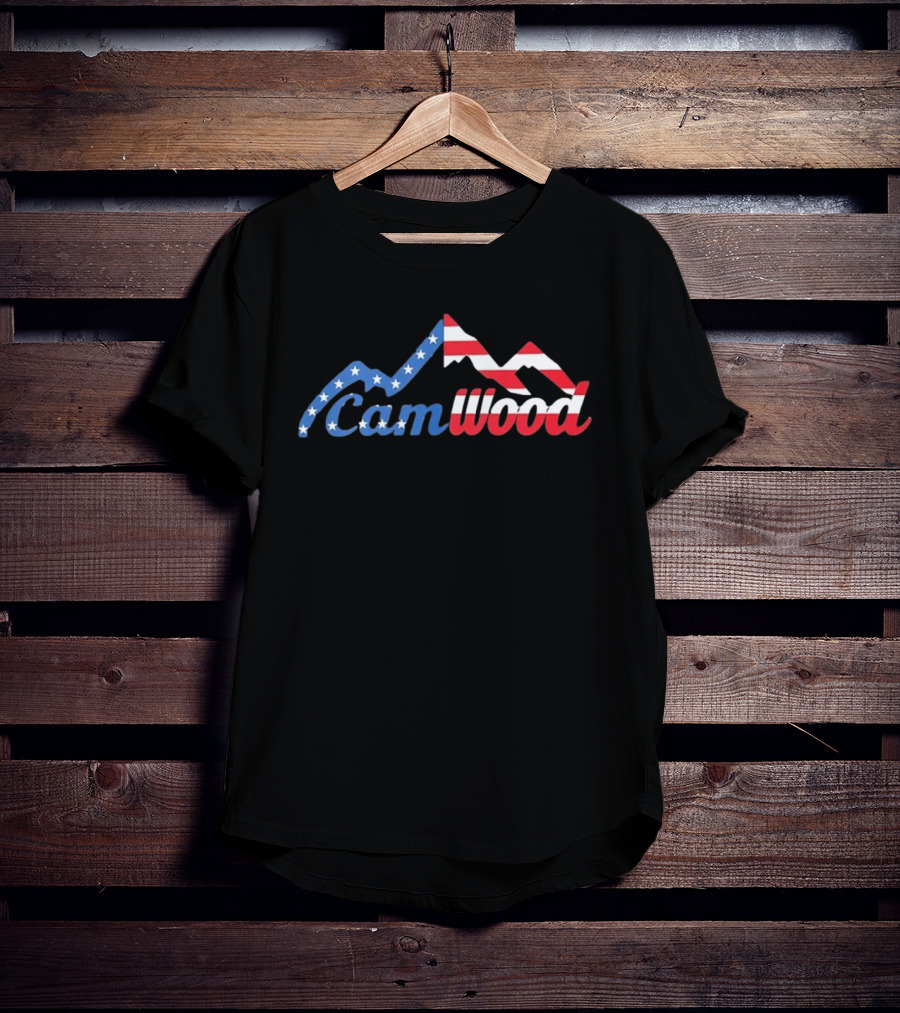CamWood American Flag Mountain Baseball Training USA Stars And Stripes T-Shirt