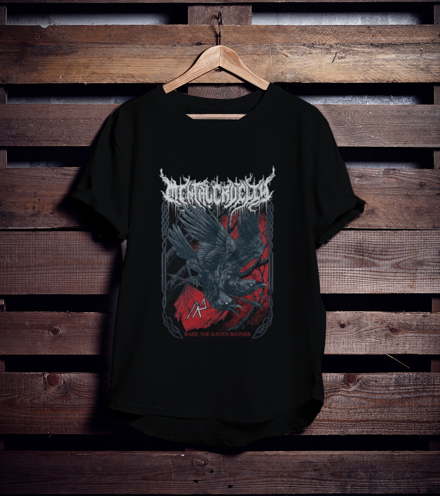 Indiemerchstore Mental Cruelty Raise The Raven Banner Norse Imagery Ravens T-Shirt