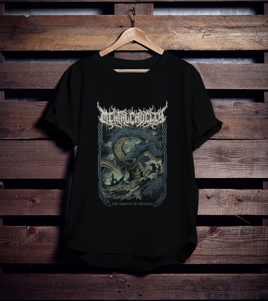 Indiemerchstore Mental Cruelty The Serpent Of Midgard Mythical Sea Monster Norse Viking T-Shirt