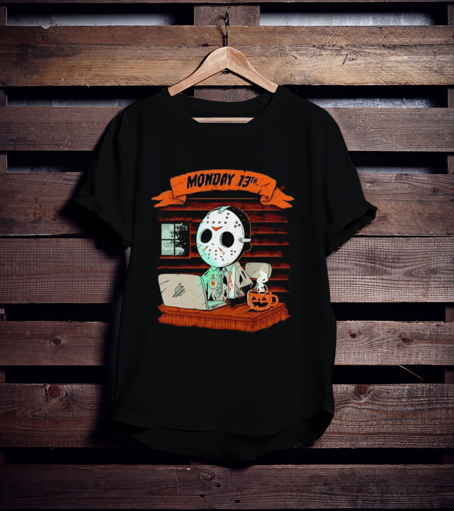 Jason Voorhees Monday 13th Office Work Halloween Horror Movie T-Shirt