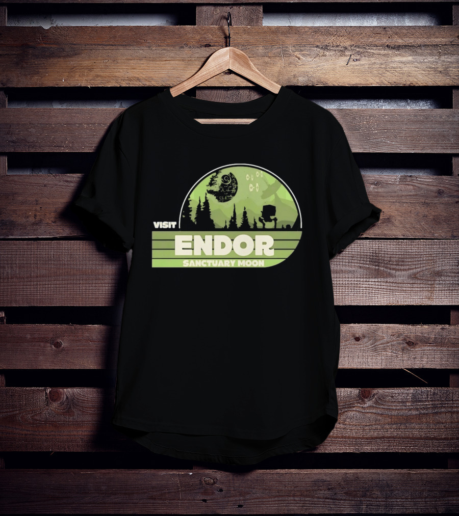 Visit Endor Sanctuary Moon Star Wars Retro Sci Fi Scene T-Shirt