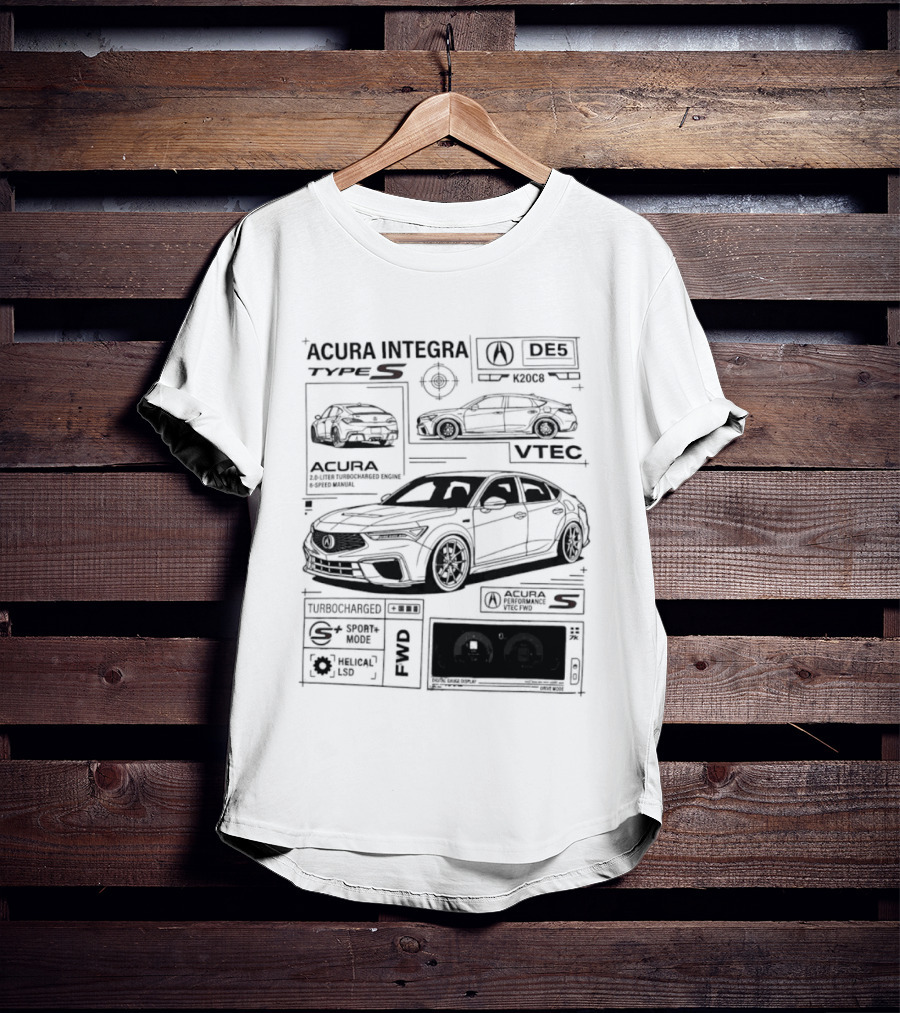Acura Integra Type S Technical Blueprint T-Shirt
