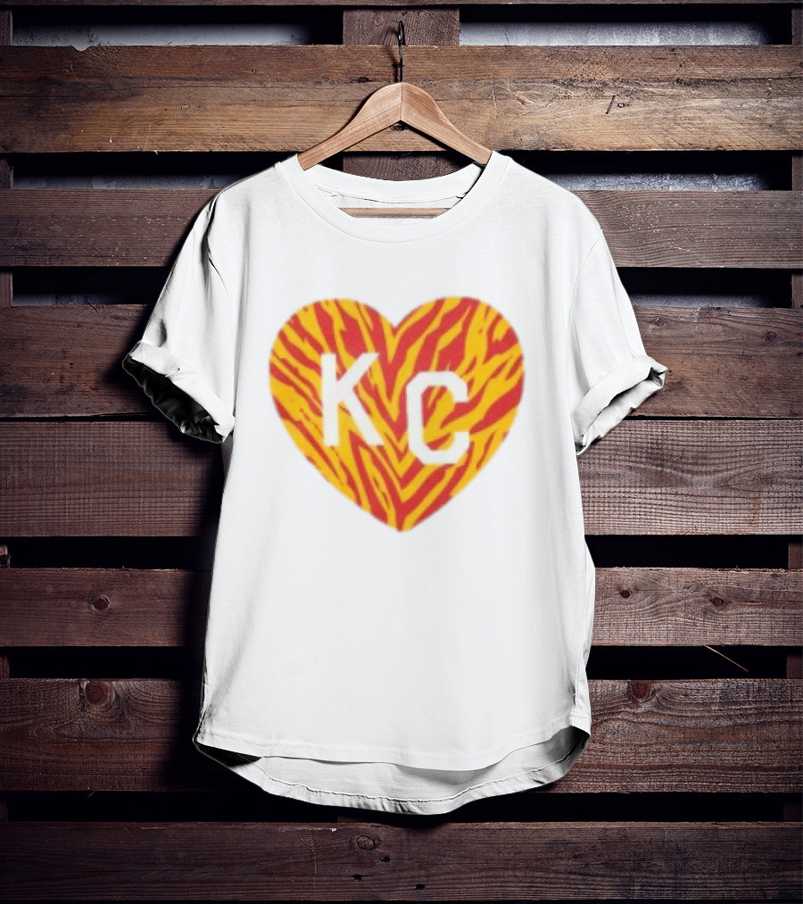 Made In KC Red Yellow Stripes Heart Charlie Hustle T-Shirt
