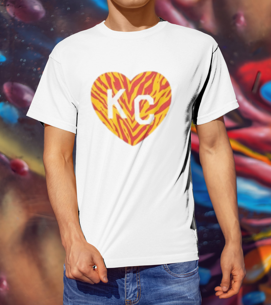 Made In KC Red Yellow Stripes Heart Charlie Hustle T-Shirt